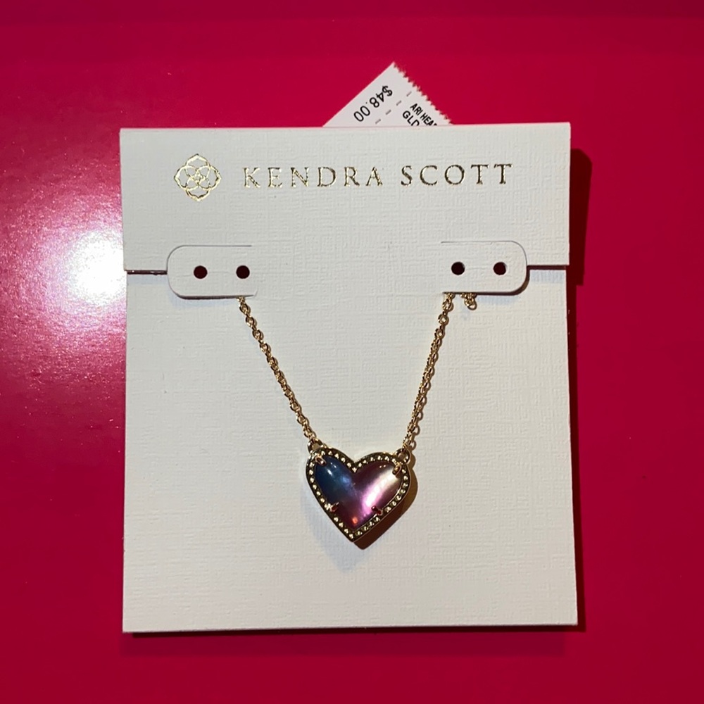 NWT Kendra Scott Ari Heart Gold Pendant Necklace watercolor illusion - Picture 7 of 8